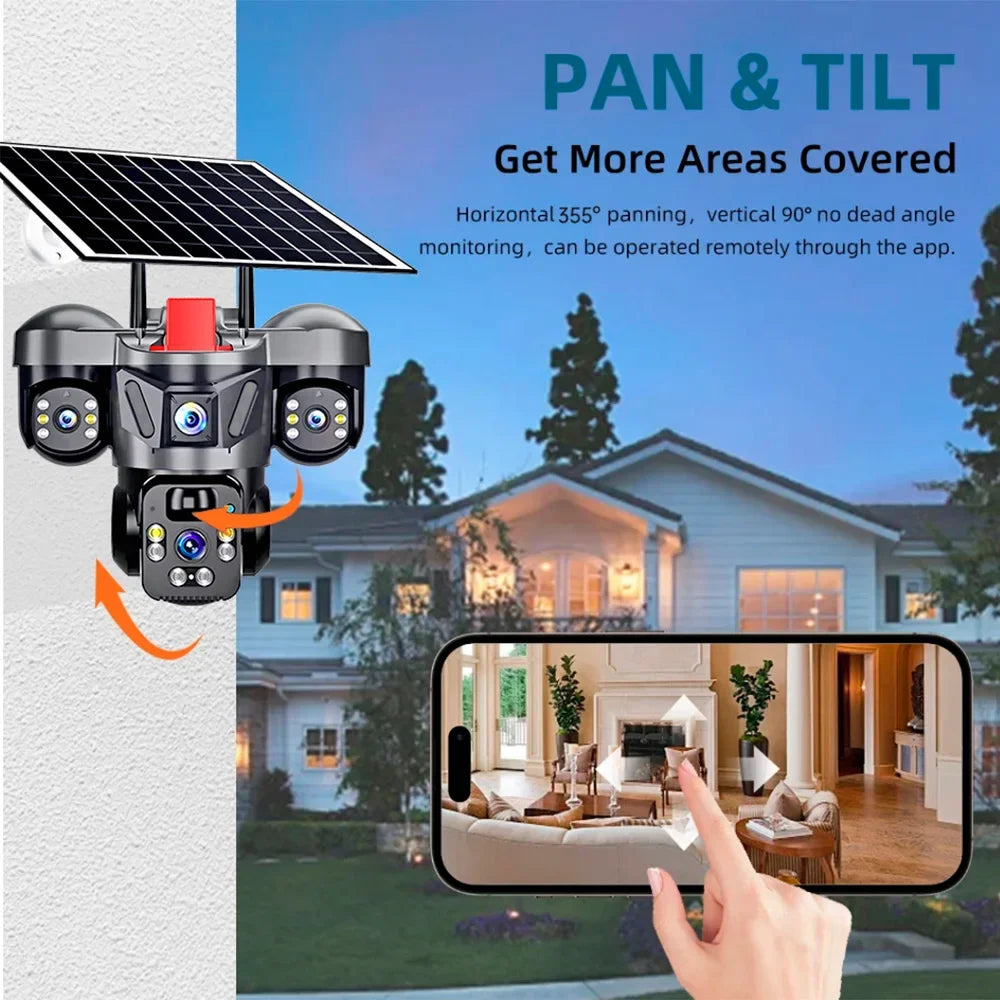 Vextron™ 4G SIM Card Solar Security Camera (Triple-Lens &amp; 360° Vision)