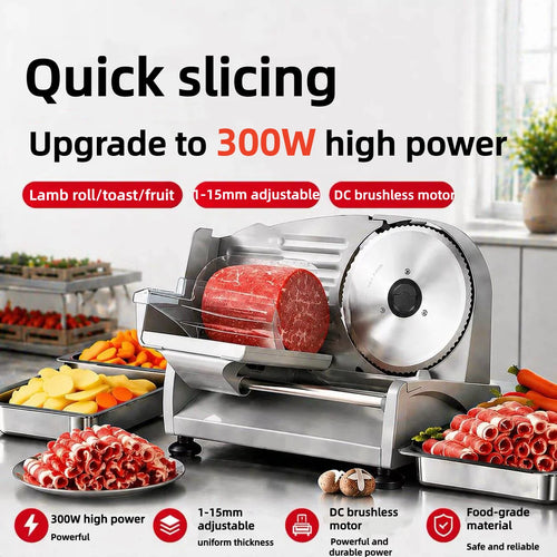 Vextron™ Professional Electric Meat & Food Slicer (190mm Stainless Steel Blade)
