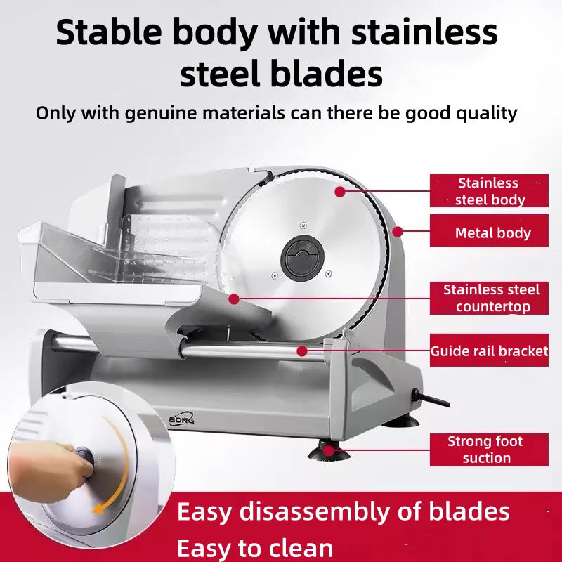 Vextron™ Professional Electric Meat & Food Slicer (190mm Stainless Steel Blade)