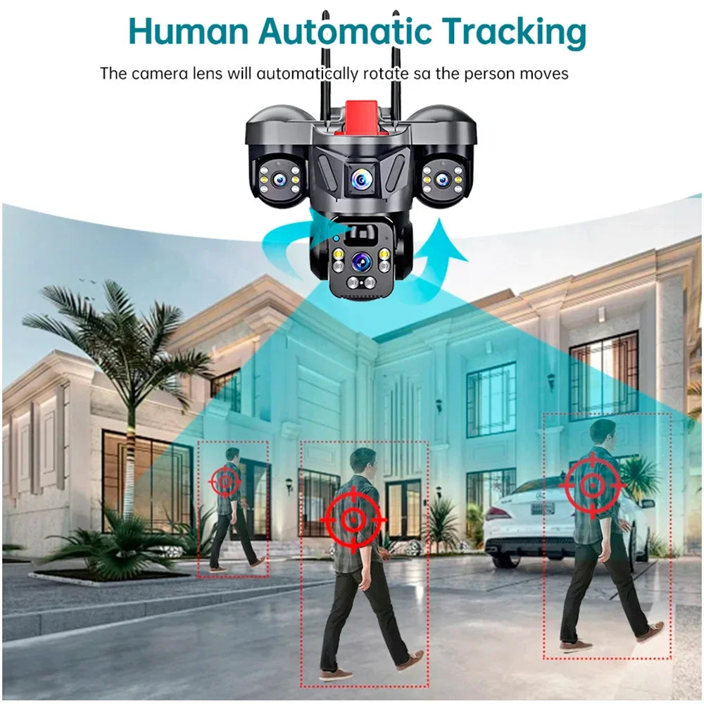 Vextron™ 4G SIM Card Solar Security Camera (Triple-Lens &amp; 360° Vision)