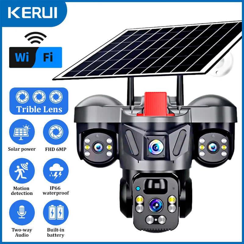 Vextron™ 4G SIM Card Solar Security Camera (Triple-Lens &amp; 360° Vision)